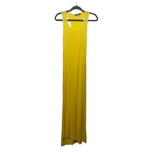 Be Jealous Scoop Neck Sleeveless Womens Yellow Maxi Beach Dress Small Side Slits